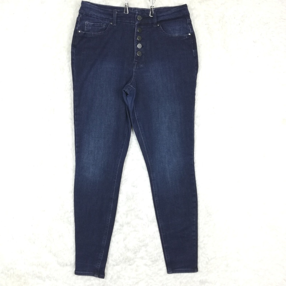M Jeans Maurices Womens Jegging High Rise Button Fly Blue Denim Dark Wash M